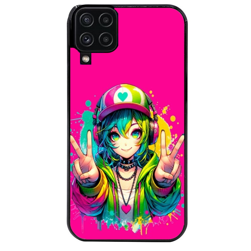Coque noire taperso pour galaxy A22 A32 A52 A52S 4G 5G  avec motif anime manga et tag protection antichoc personnalisée