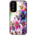 Coque noire taperso pour OnePlus Nord 5 avec motif fleur fluo protection antichoc personnalisée