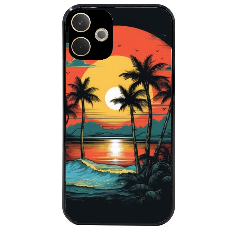 Coque noire taperso pour OPPO A5 PRO 4G et 5G avec motif hawaii palmier protection antichoc personnalisée