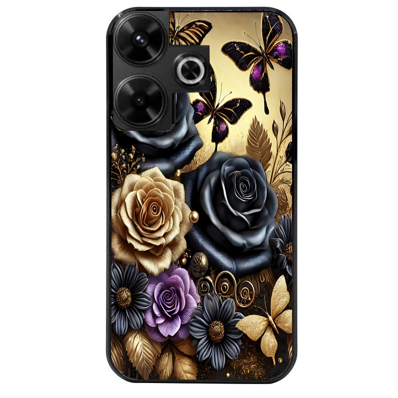 Coque noire taperso pour POCO M6 4G avec motif papillon gothic protection antichoc personnalisée