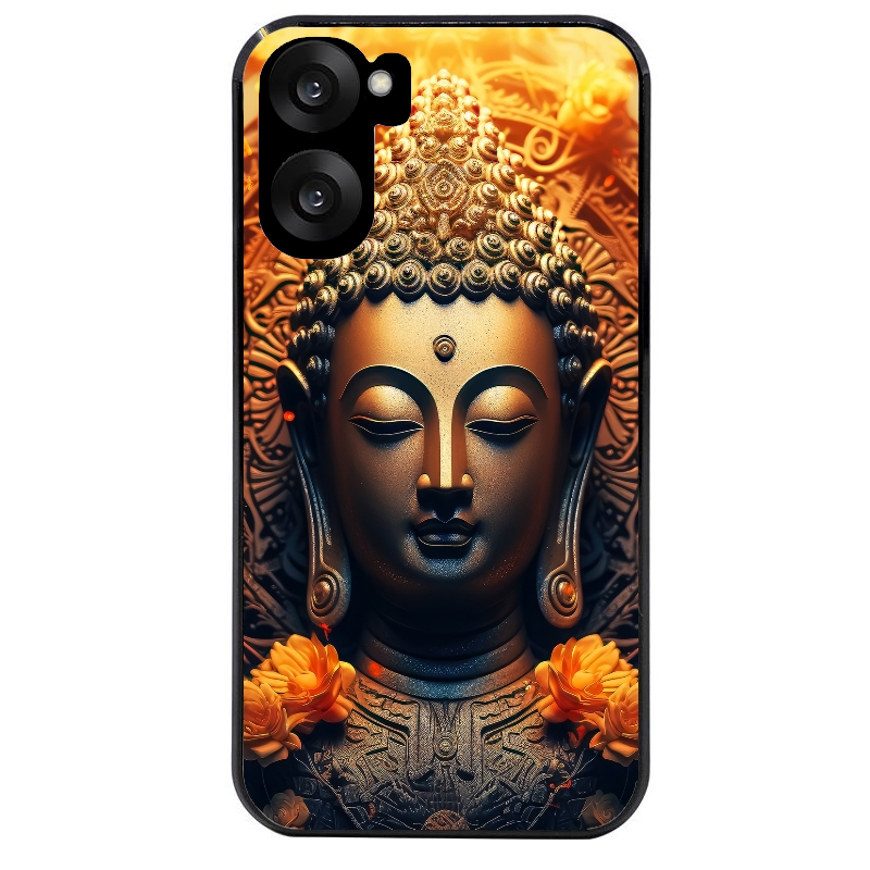 Coque noire taperso pour OnePlus Nord CE5 avec motif bouddha et fleur protection antichoc personnalisée