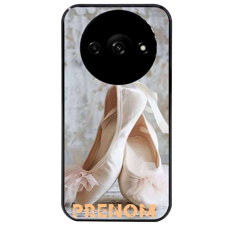 Coque noire taperso pour Redmi A3 avec motif ballerine danse personnalisee protection antichoc personnalisée
