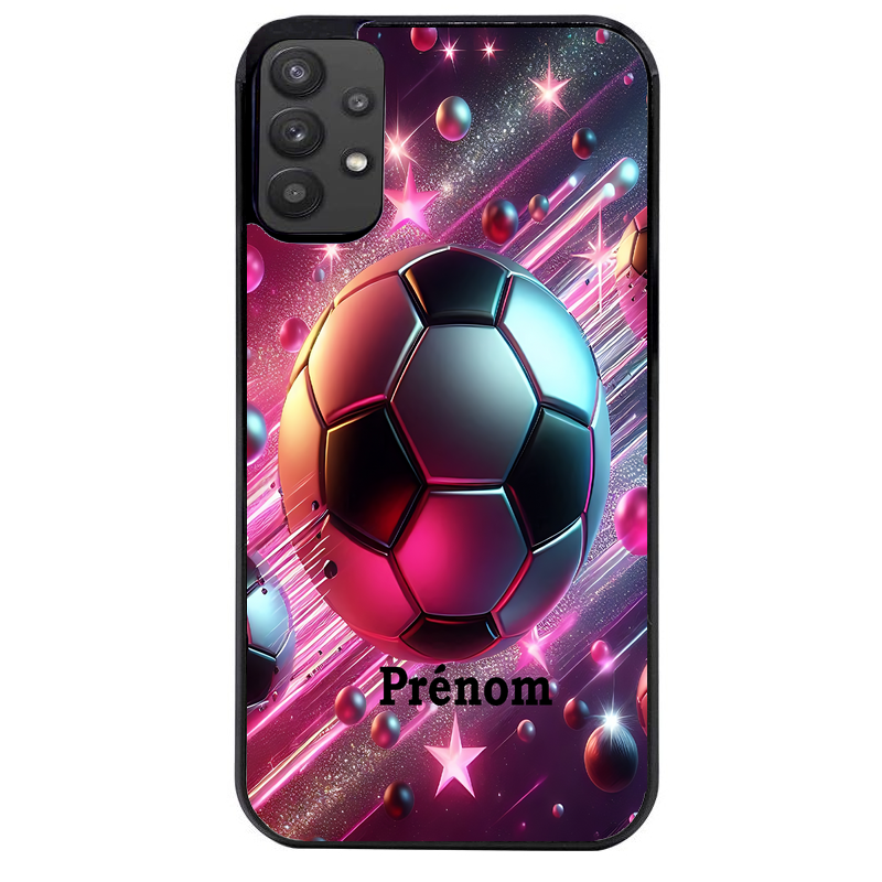Coque noire taperso pour galaxy A22 A32 A52 A52S 4G 5G  avec motif foot etoile personnalisee protection antichoc personnalisée