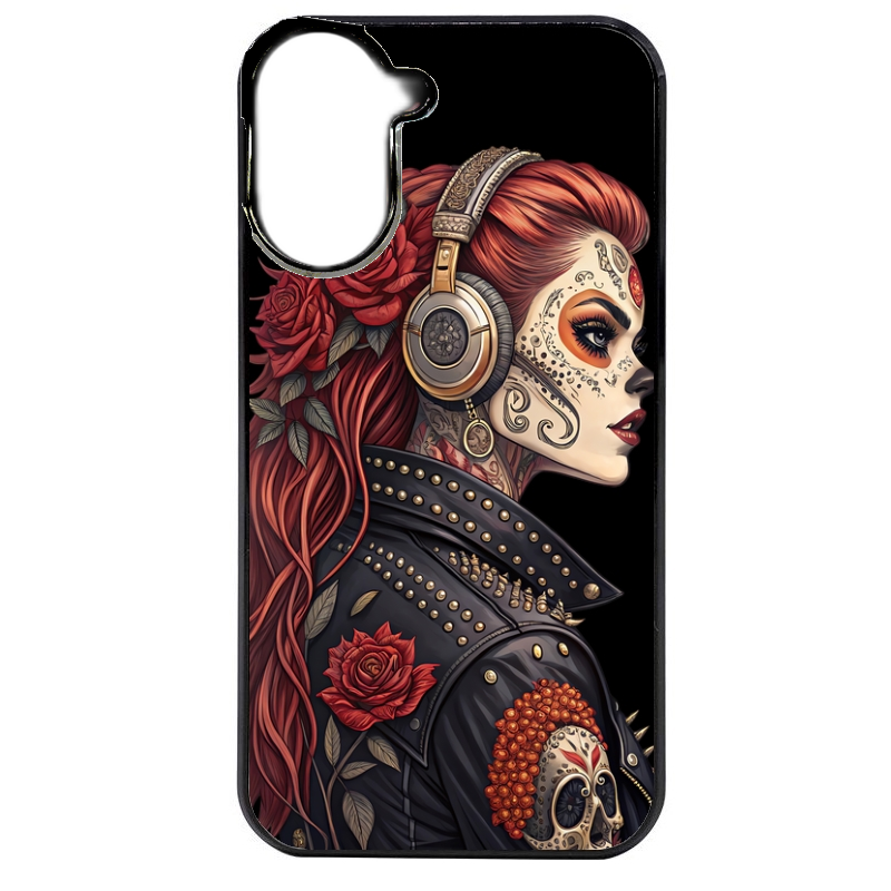 Coque noire taperso pour POCO C71 4G avec motif tete de mort rock protection antichoc personnalisée
