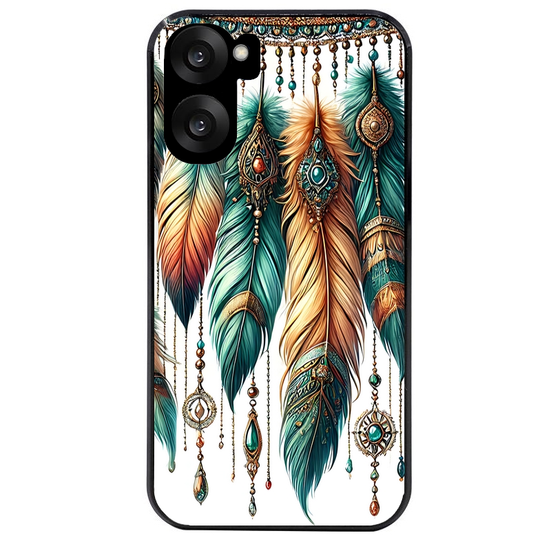 Coque noire taperso pour OnePlus Nord CE5 avec motif plumes et bijoux protection antichoc personnalisée