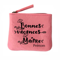 Porte monnaie personnalisé maitre en vacances en feutrine en feutrine