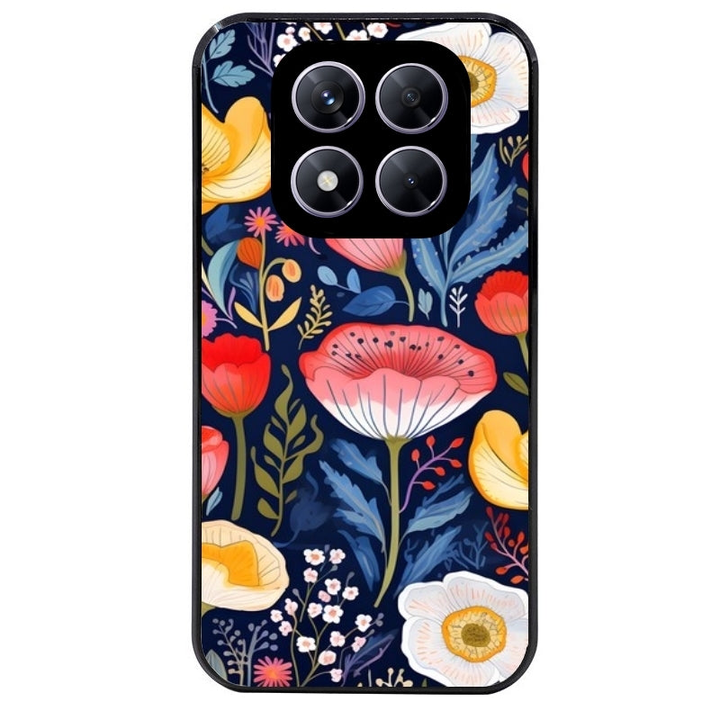 Coque noire taperso pour Redmi Note 14 et PRO PLUS 4G 5G avec motif fleur coquelicot protection antichoc personnalisée