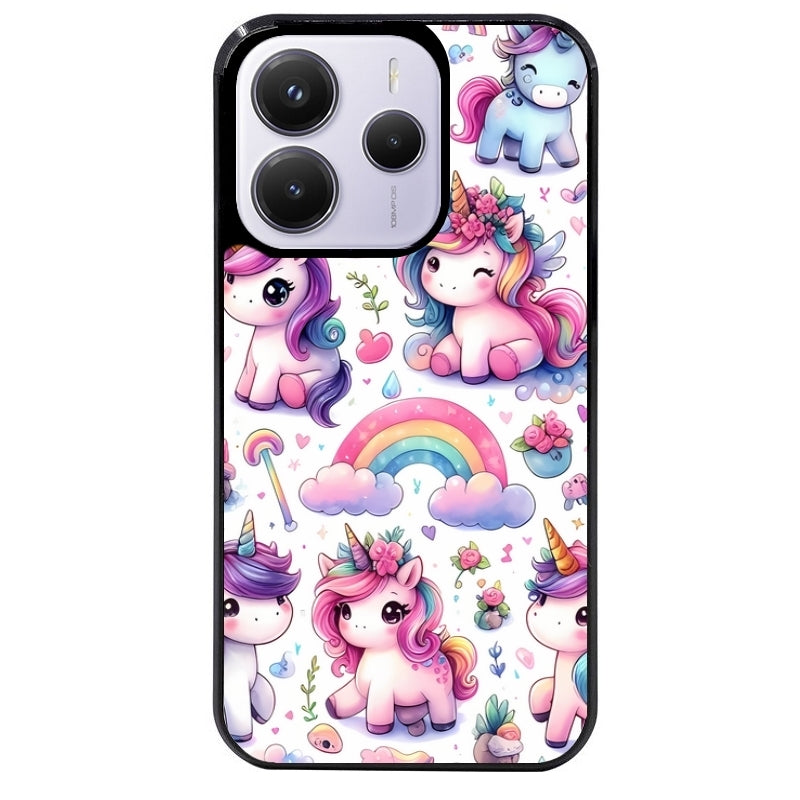 Coque noire taperso pour Redmi Note 14 et PRO PLUS 4G 5G avec motif licorne arc en ciel protection antichoc personnalisée