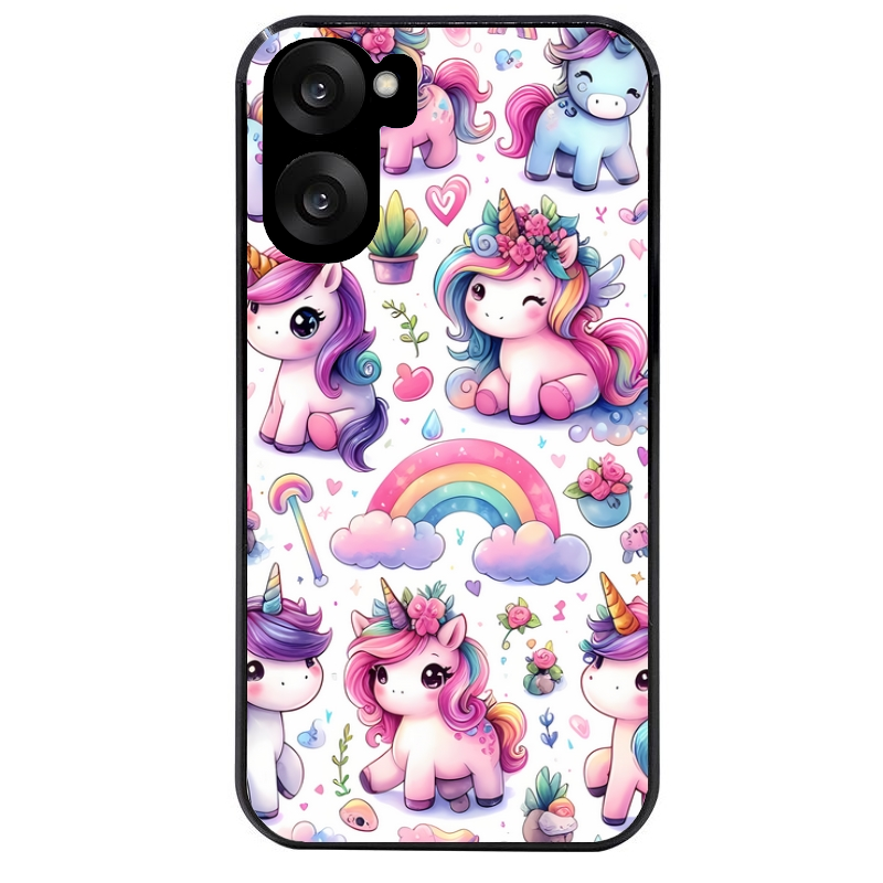 Coque noire taperso pour OnePlus Nord CE5 avec motif licorne arc en ciel protection antichoc personnalisée