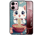 Coque noire taperso pour OPPO A6 PRO 4G et 5G avec motif chat ramen cerisier protection antichoc personnalisée