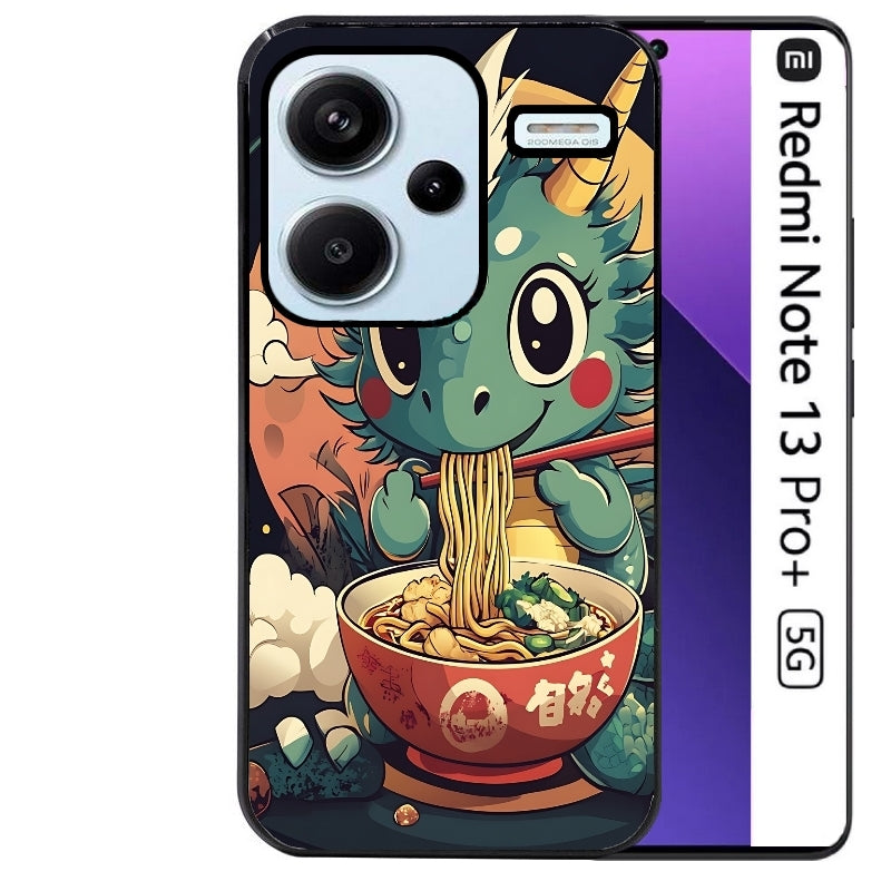 Coque noire taperso pour Redmi Note 13 PRO PLUS 5G avec motif dragon ramen 1 protection antichoc personnalisée