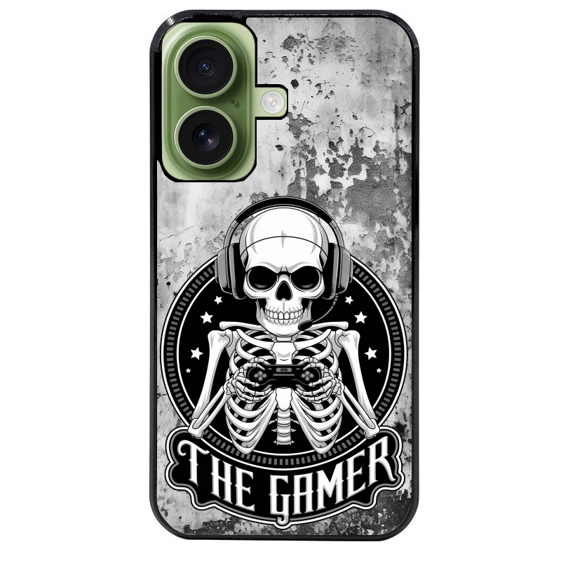 Coque noire taperso pour Iphone 17 17E AIR MAX PRO avec motif tete de mort gamer beton protection antichoc personnalisée
