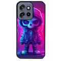 Coque noire taperso pour Moto Edge 60 et Neo Fusion Pro avec motif tete de mort skull fluo protection antichoc personnalisée