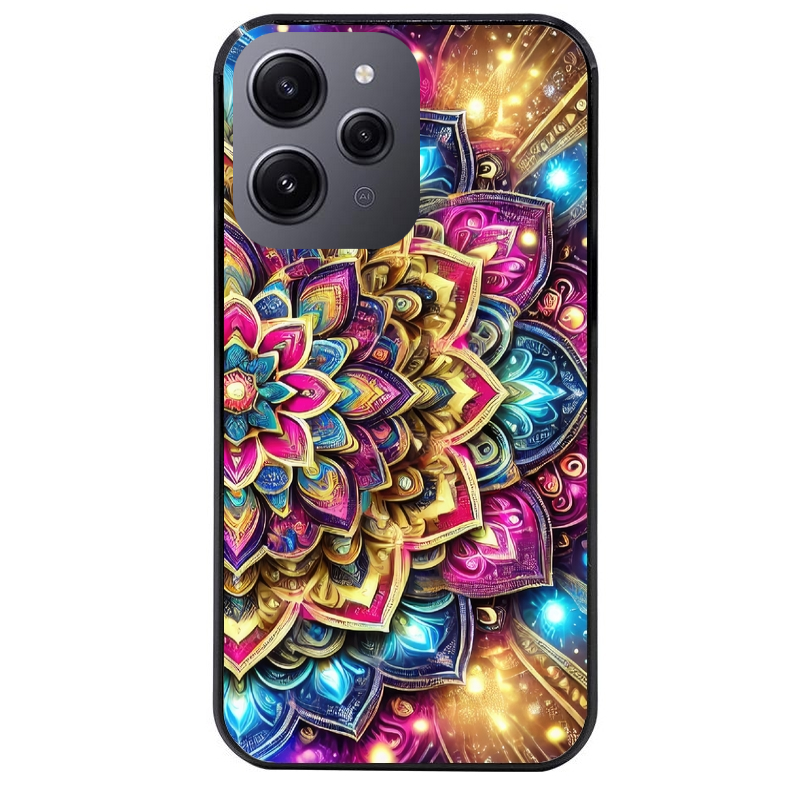 Coque noire taperso pour Redmi 12 4G et 5G avec motif mandala 2 protection antichoc personnalisée