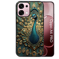 Coque noire taperso pour OPPO A6 PRO 4G et 5G avec motif paon bijoux protection antichoc personnalisée