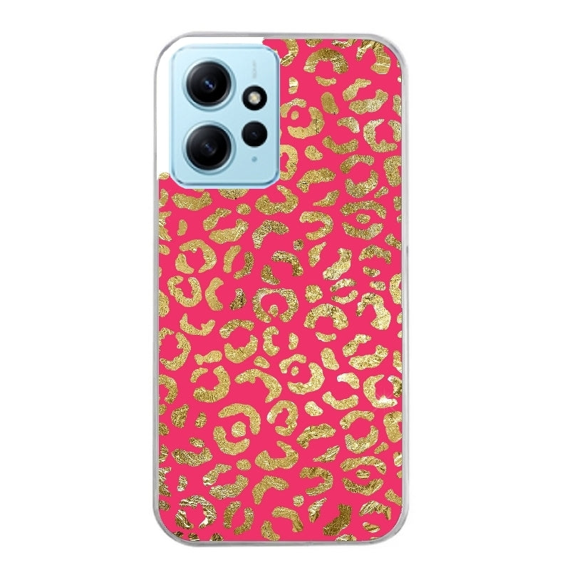 Coque taperso pour Redmi Note 12 4G 5G PRO 4G avec motif leopard fuschia protection antichoc personnalisée