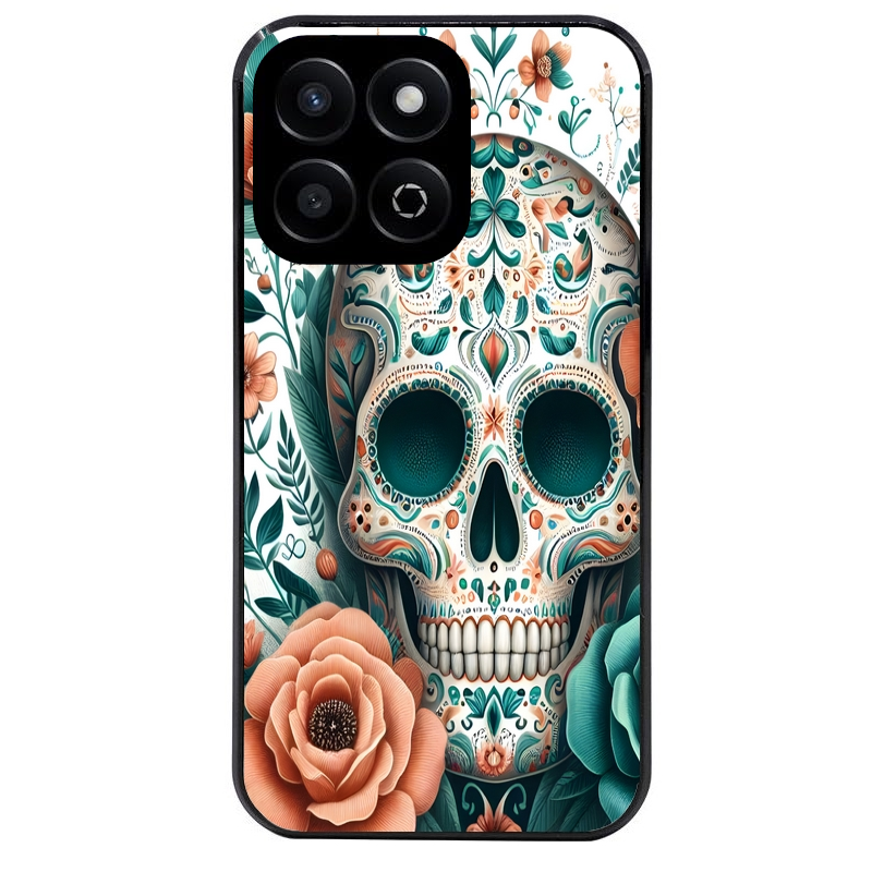 Coque noire taperso pour Honor 400 et Lite Pro Smart avec motif mort mexicaine turquoise protection antichoc personnalisée