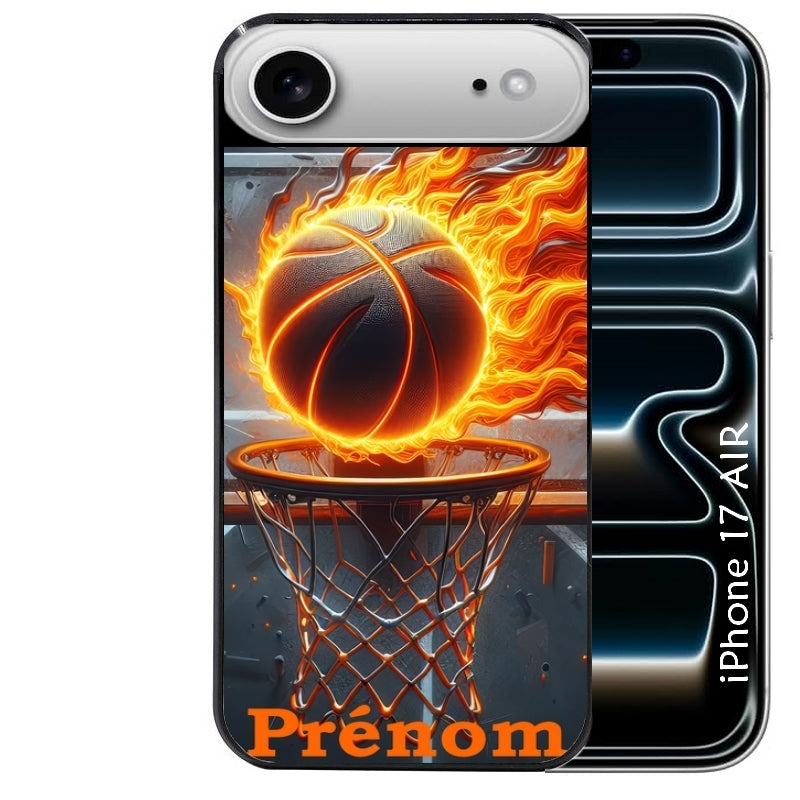 Coque noire taperso pour Iphone 17 17E AIR MAX PRO avec motif basket flamme personnalisee protection antichoc personnalisée