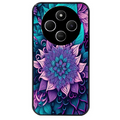 Coque noire taperso pour POCO C75 avec motif tropical mandala et fleur violet protection antichoc personnalisée