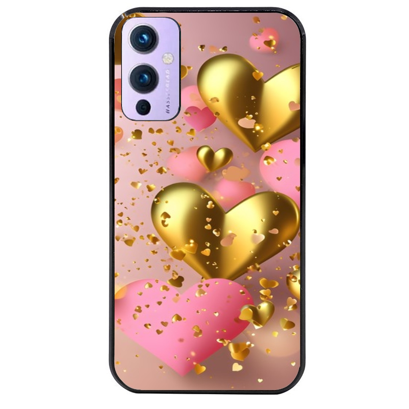 Coque noire taperso pour OnePlus 9 et 9 PRO avec motif coeur rose protection antichoc personnalisée