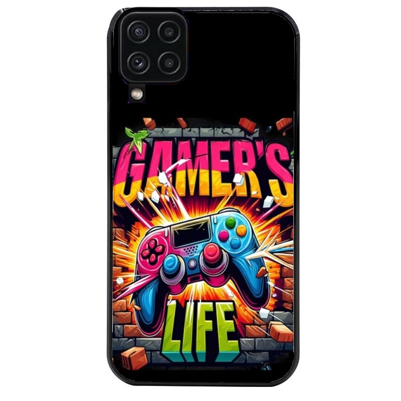 Coque noire taperso pour galaxy A22 A32 A52 A52S 4G 5G  avec motif gamer life protection antichoc personnalisée