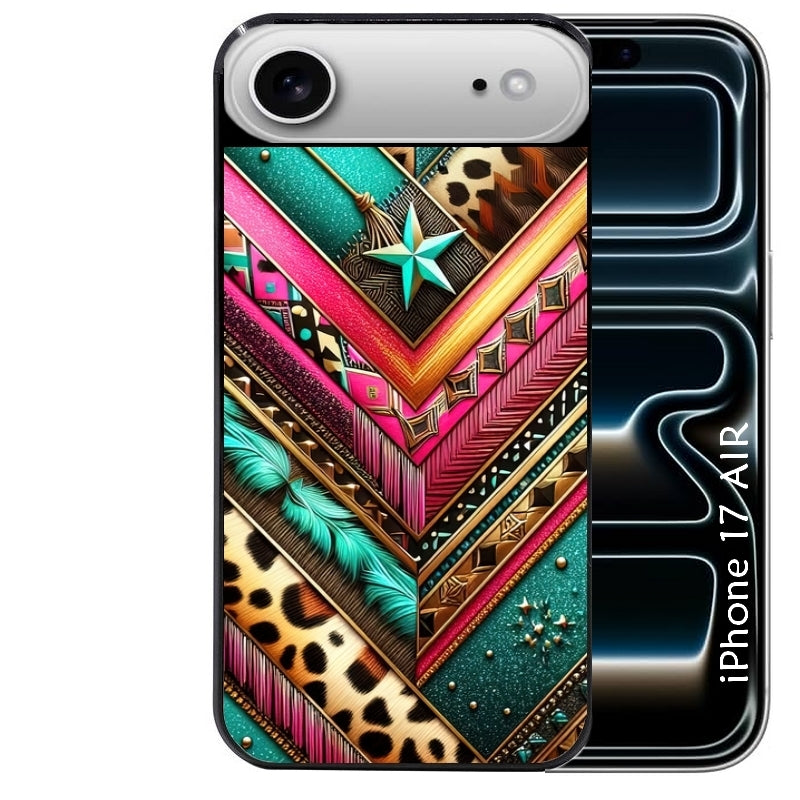 Coque noire taperso pour Iphone 17 17E AIR MAX PRO avec motif chevron texas protection antichoc personnalisée