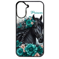 Coque noire taperso pour POCO C71 4G avec motif cheval et fleurs personnalisee protection antichoc personnalisée