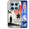 Coque noire taperso pour Redmi Note 15 et PRO PLUS 4G 5G avec motif samourai et temple personnalisee protection antichoc personnalisée