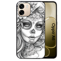 Coque noire taperso pour OPPO A6 A6X 4G et 5G avec motif mort calavera tatoo protection antichoc personnalisée