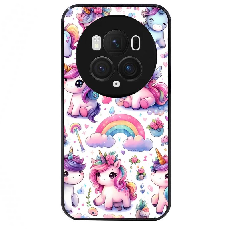 Coque noire taperso pour Magic 5 6 LITE et PRO avec motif licorne arc en ciel protection antichoc personnalisée