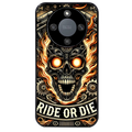 Coque noire taperso pour Honor X9A avec motif tete de mort flamme protection antichoc personnalisée