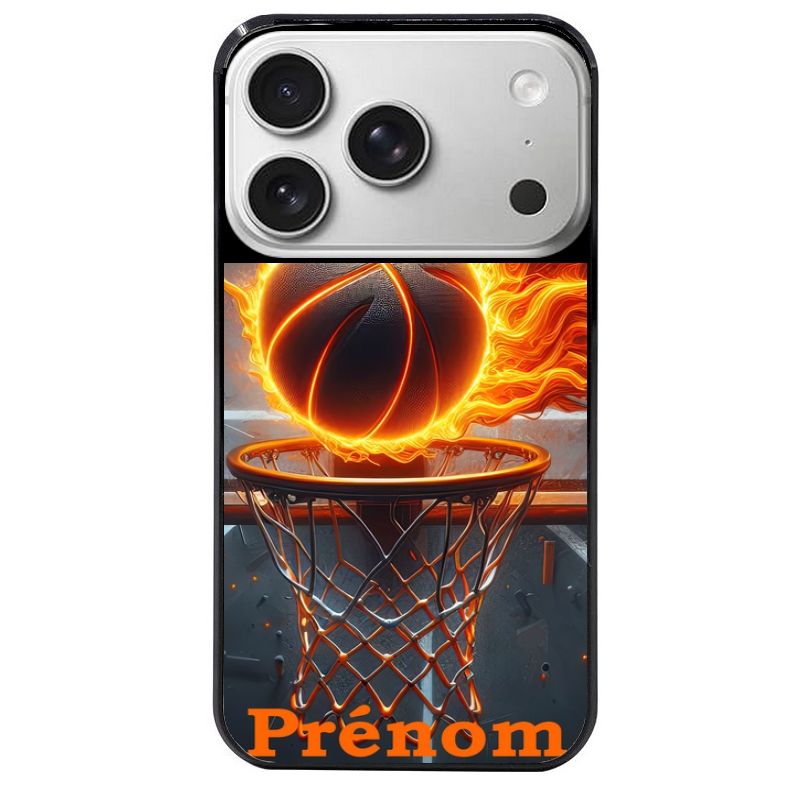 Coque noire taperso pour Iphone 17 17E AIR MAX PRO avec motif basket flamme personnalisee protection antichoc personnalisée