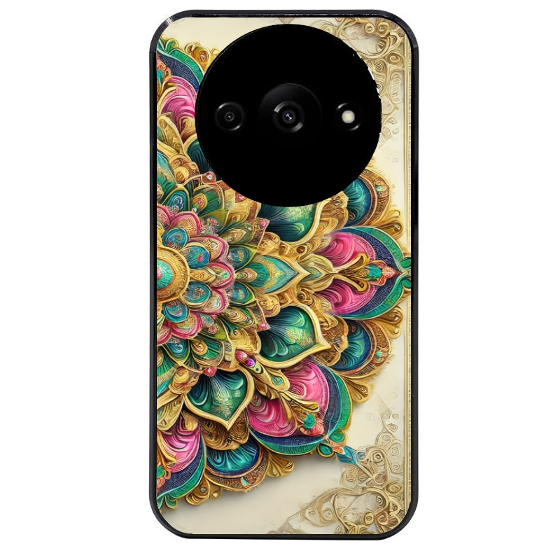Coque noire taperso pour Redmi A3 avec motif mandala 3 protection antichoc personnalisée