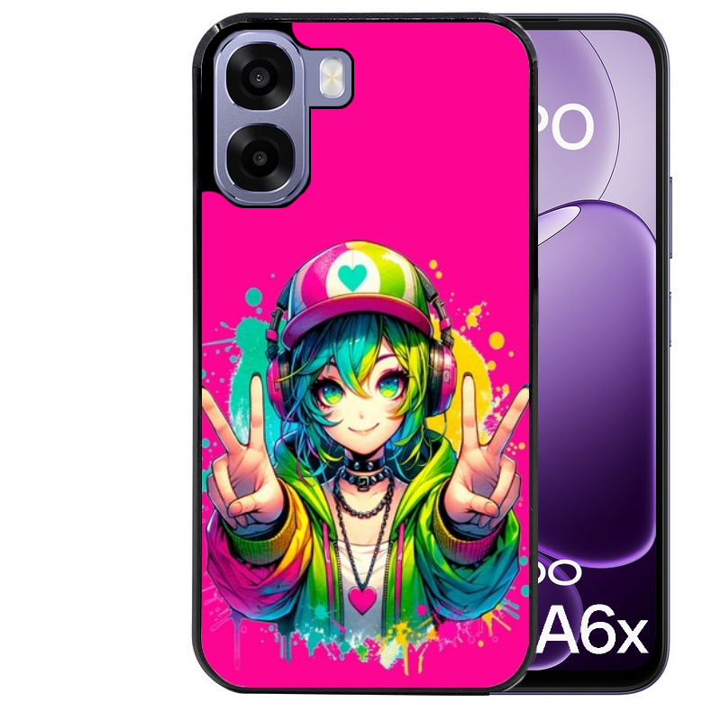 Coque noire taperso pour OPPO A6 A6X 4G et 5G avec motif anime manga et tag protection antichoc personnalisée