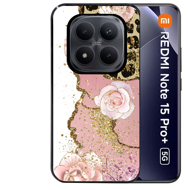 Coque noire taperso pour Redmi Note 15 et PRO PLUS 4G 5G avec motif marbre fleur leopard protection antichoc personnalisée