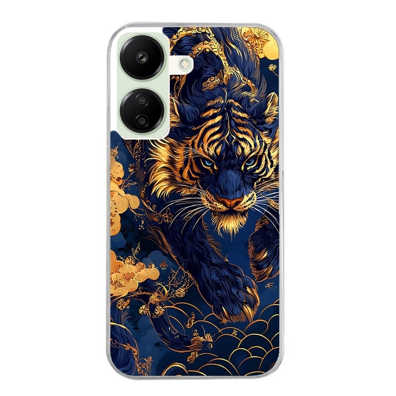 Coque taperso pour POCO C65 4G avec motif tigre et fleur protection antichoc personnalisée