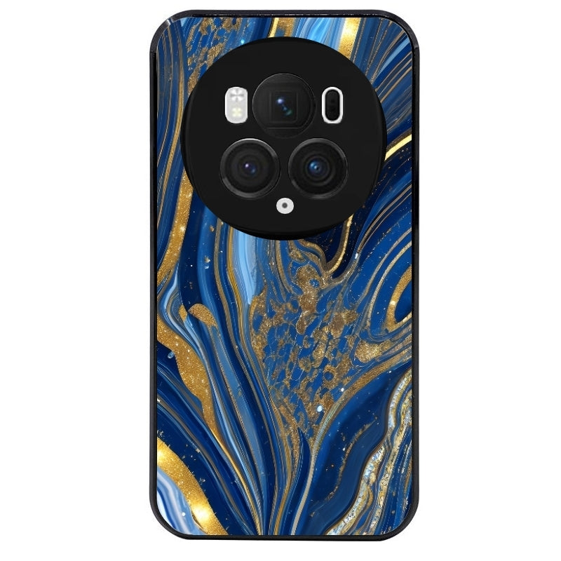 Coque noire taperso pour Magic 5 6 LITE et PRO avec motif marbre bleu agathe protection antichoc personnalisée