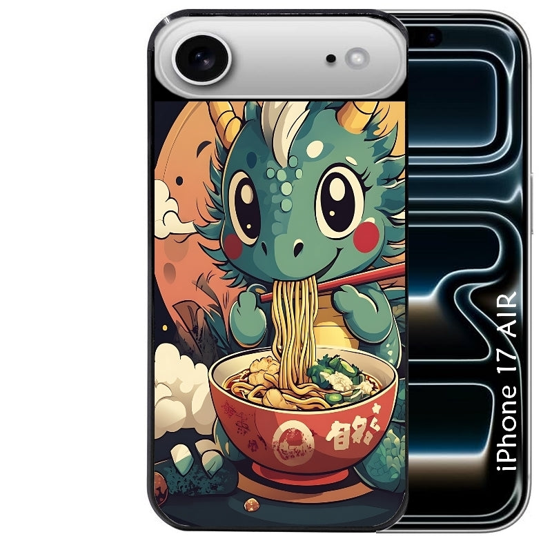 Coque noire taperso pour Iphone 17 17E AIR MAX PRO avec motif dragon ramen 1 protection antichoc personnalisée