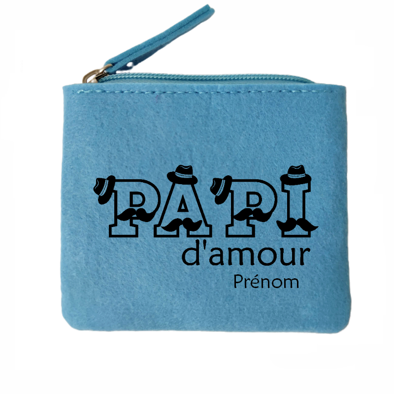 Porte monnaie personnalisé papi d'amour en feutrine en feutrine