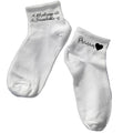 Chaussette courte personnalisée maitresse formidable disponible en blanc, rose, vert, jaune, violet et bleu