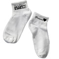 Chaussette courte personnalisée bonne fete mamie disponible en blanc, rose, vert, jaune, violet et bleu