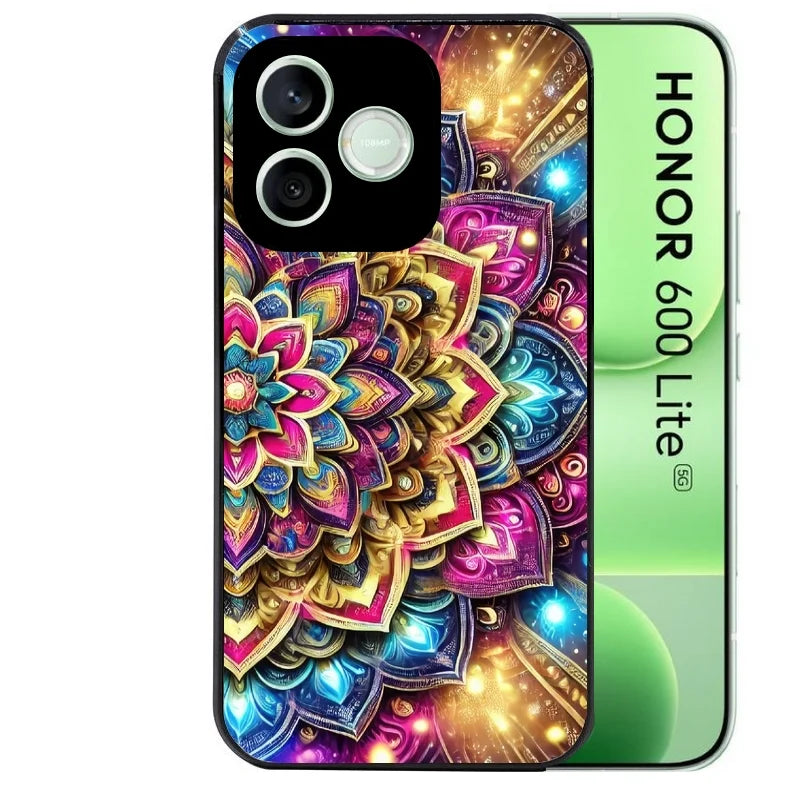 Coque noire pour Honor 600 LITE avec motif mandala 2 protection antichoc personnalisée