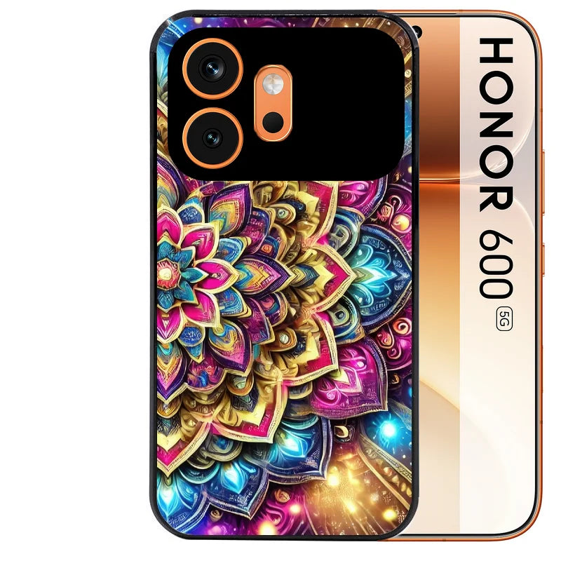 Coque noire taperso pour Honor 600 et 600 PRO avec motif mandala 2 protection antichoc personnalisée