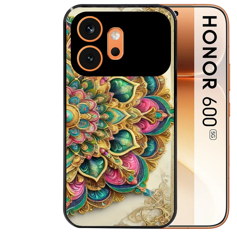 Coque noire taperso pour Honor 600 et 600 PRO avec motif mandala 3 protection antichoc personnalisée