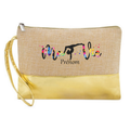 Trousse manique  personnalisée gym ma vie en jute et doré en jute et doré