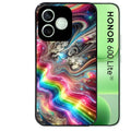 Coque noire pour Honor 600 LITE avec motif marbre arc en ciel protection antichoc personnalisée
