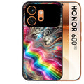 Coque noire taperso pour Honor 600 et 600 PRO avec motif marbre arc en ciel protection antichoc personnalisée