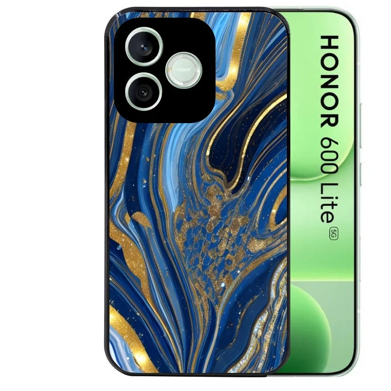 Coque noire pour Honor 600 LITE avec motif marbre bleu agathe protection antichoc personnalisée
