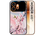 Coque noire taperso pour Honor 600 et 600 PRO avec motif marbre fleur cerisier protection antichoc personnalisée