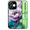 Coque noire pour Honor 600 LITE avec motif marbre fleur turquoise protection antichoc personnalisée